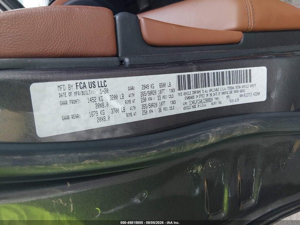 1C4RJFCG0LC289920 2020 JEEP GRAND CHEROKEE photo no. 9