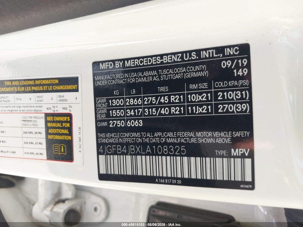 4JGFB4JBXLA108325 2020 MERCEDES-BENZ GLE 350 photo no. 9