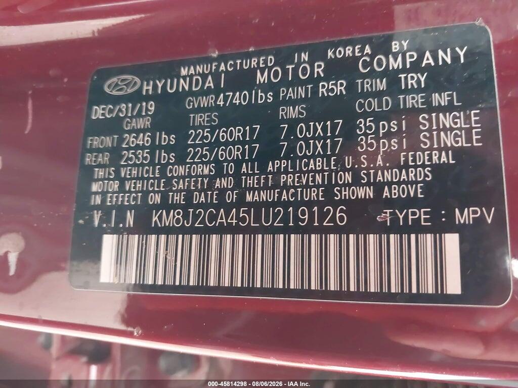 KM8J2CA45LU219126 2020 HYUNDAI TUCSON photo no. 9