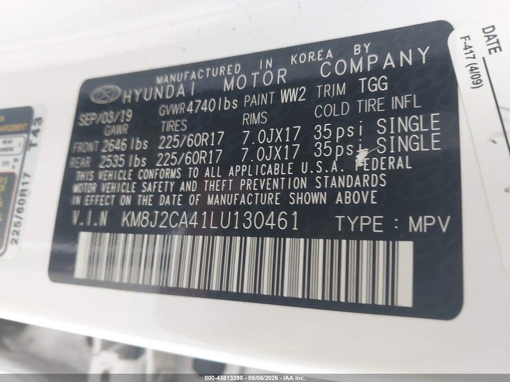 KM8J2CA41LU130461 2020 HYUNDAI TUCSON photo no. 9