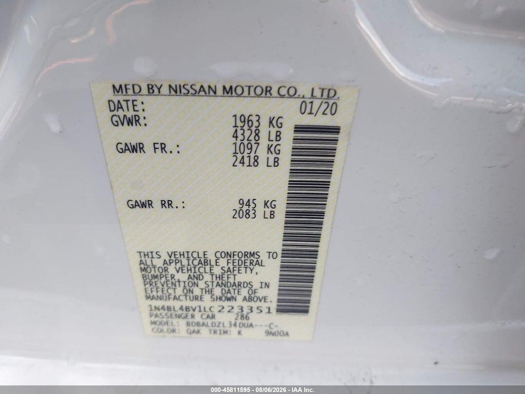 1N4BL4BV1LC223351 2020 NISSAN ALTIMA photo no. 9