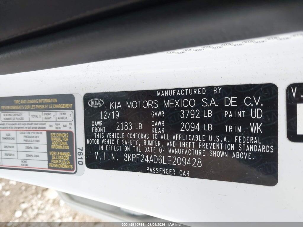 3KPF24AD6LE209428 2020 KIA FORTE photo no. 9