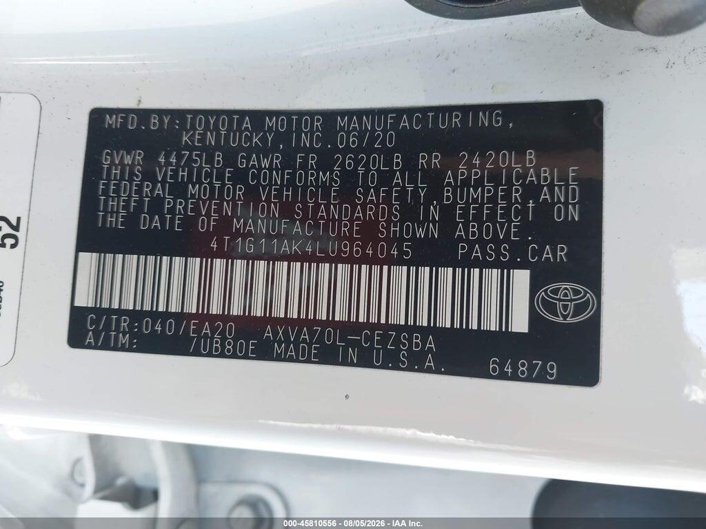 4T1G11AK4LU964045 2020 TOYOTA CAMRY photo no. 9
