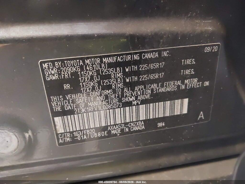 2T3K1RFV1LC085073 2020 TOYOTA RAV4 photo no. 9