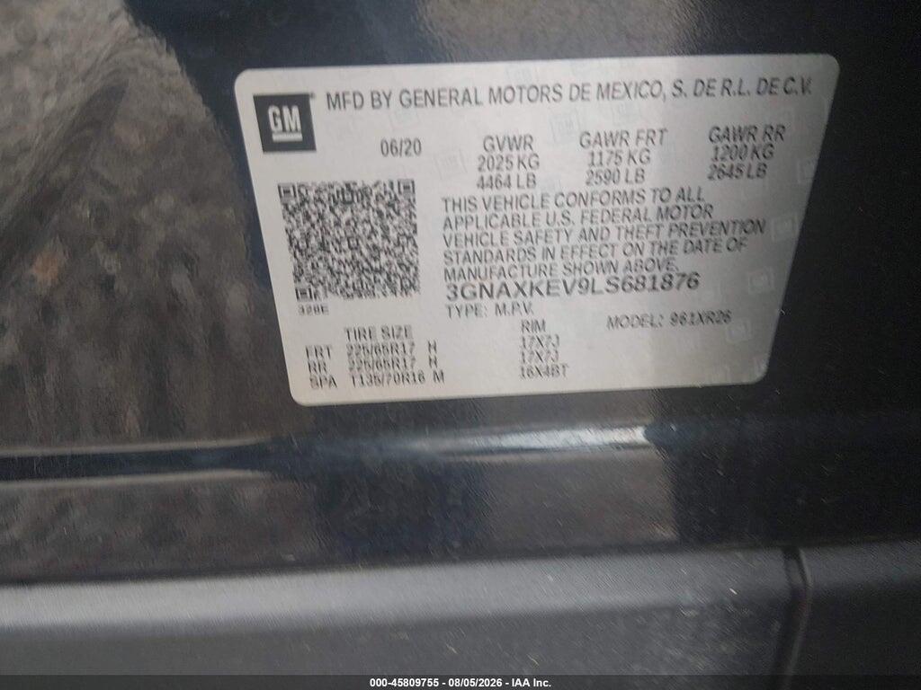 3GNAXKEV9LS681876 2020 CHEVROLET EQUINOX photo no. 9