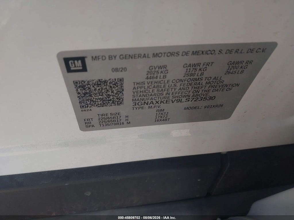 3GNAXKEV9LS723530 2020 CHEVROLET EQUINOX photo no. 9