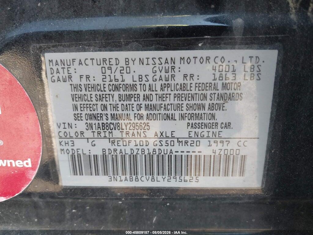 3N1AB8CV8LY295625 2020 NISSAN SENTRA photo no. 9