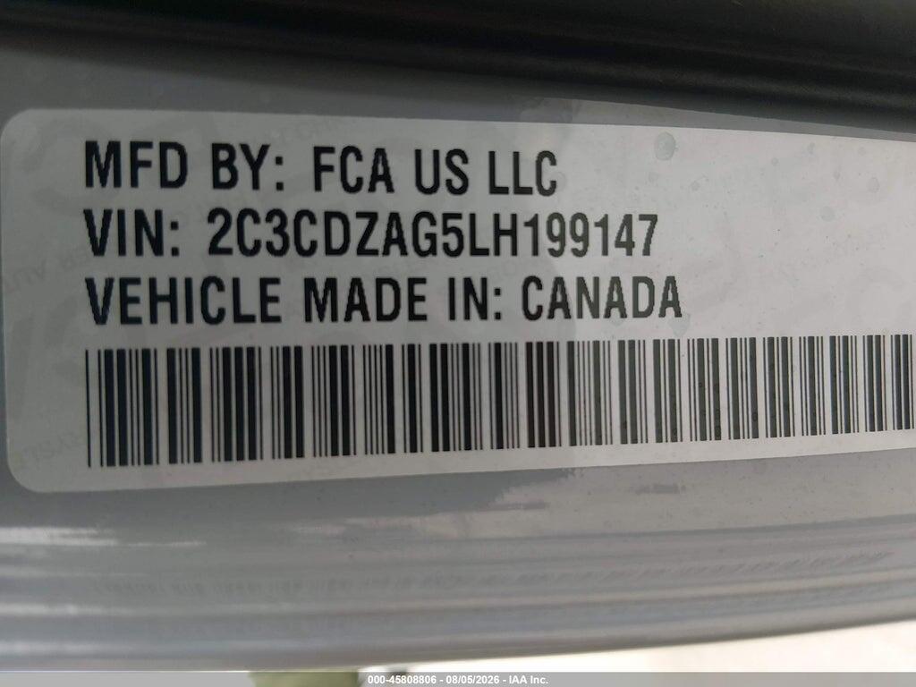 2C3CDZAG5LH199147 2020 DODGE CHALLENGER photo no. 9