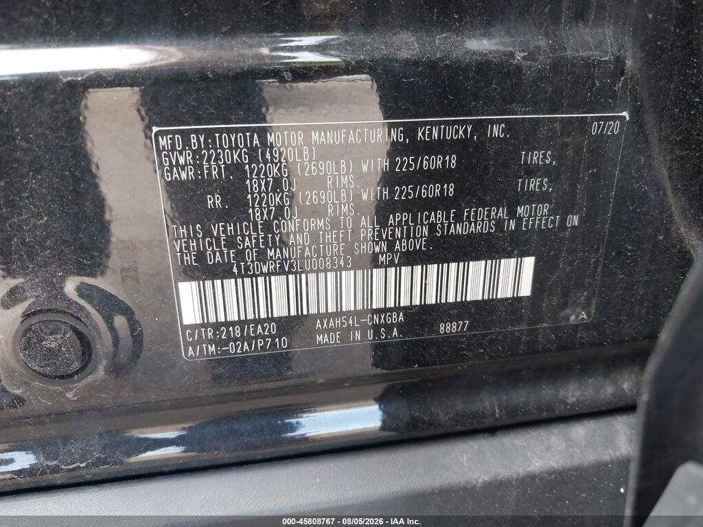 4T3DWRFV3LU008343 2020 TOYOTA RAV4 HYBRID photo no. 9