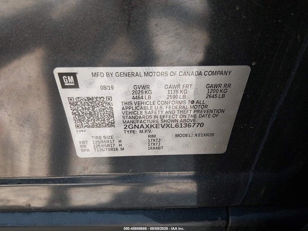 2GNAXKEVXL6136770 2020 CHEVROLET EQUINOX photo no. 9