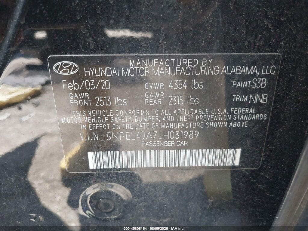 5NPEL4JA7LH031989 2020 HYUNDAI SONATA photo no. 9