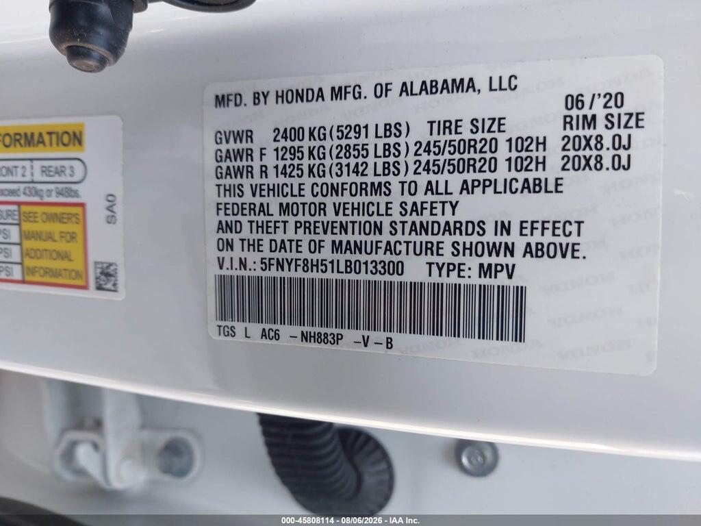 5FNYF8H51LB013300 2020 HONDA PASSPORT photo no. 9