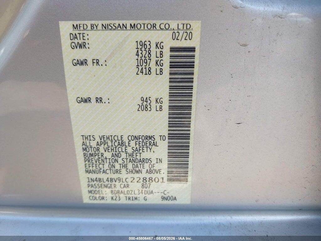 1N4BL4BV9LC228801 2020 NISSAN ALTIMA photo no. 9