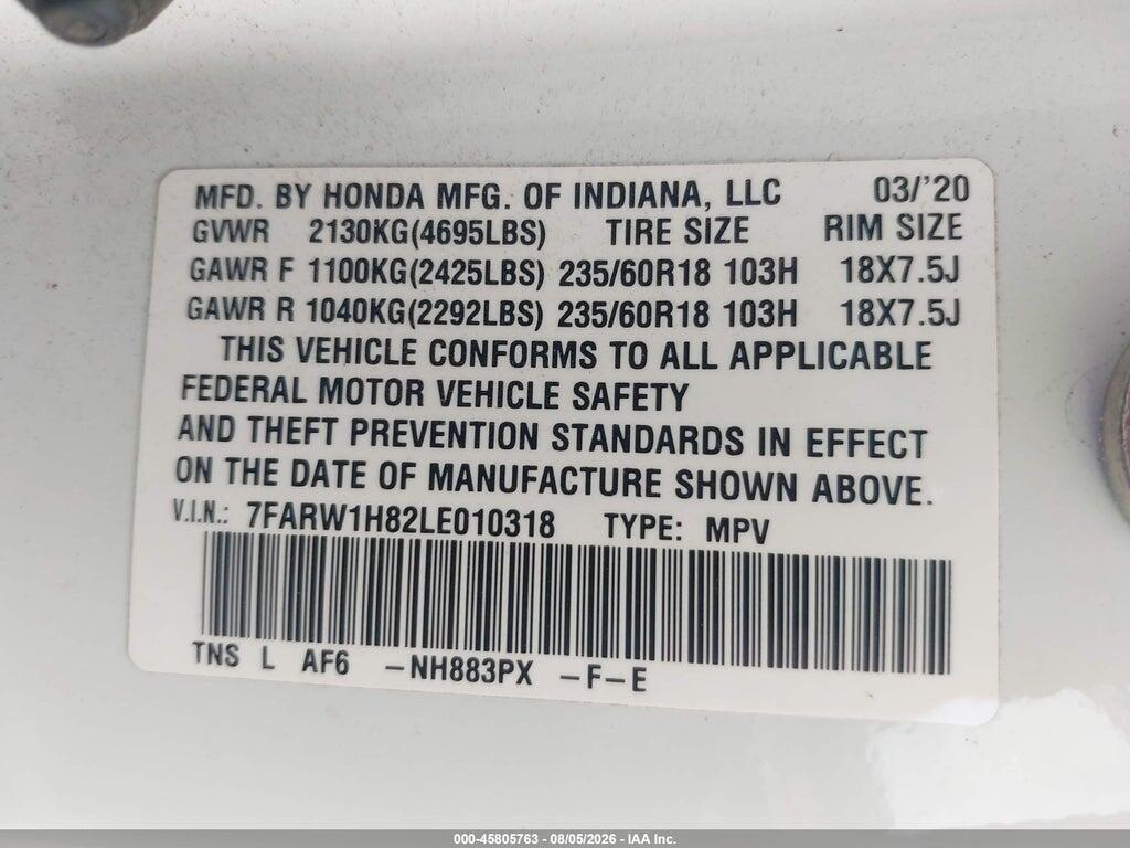 7FARW1H82LE010318 2020 HONDA CR-V photo no. 9