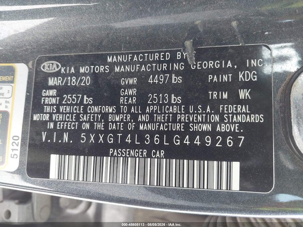 5XXGT4L36LG449267 2020 KIA OPTIMA photo no. 9