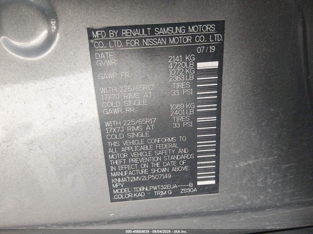 KNMAT2MV2LP507149 2020 NISSAN ROGUE photo no. 9