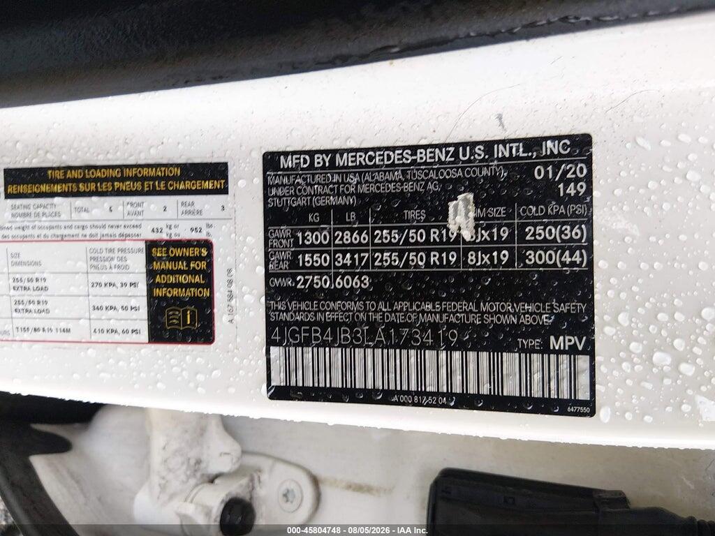 4JGFB4JB3LA173419 2020 MERCEDES-BENZ GLE 350 photo no. 9