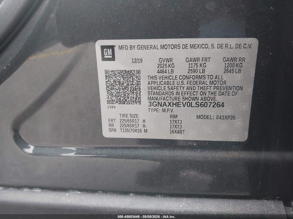 3GNAXHEV0LS607264 2020 CHEVROLET EQUINOX photo no. 9
