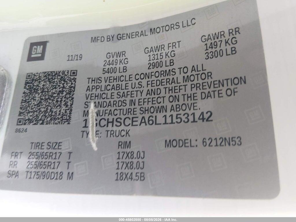 1GCHSCEA6L1153142 2020 CHEVROLET COLORADO photo no. 9