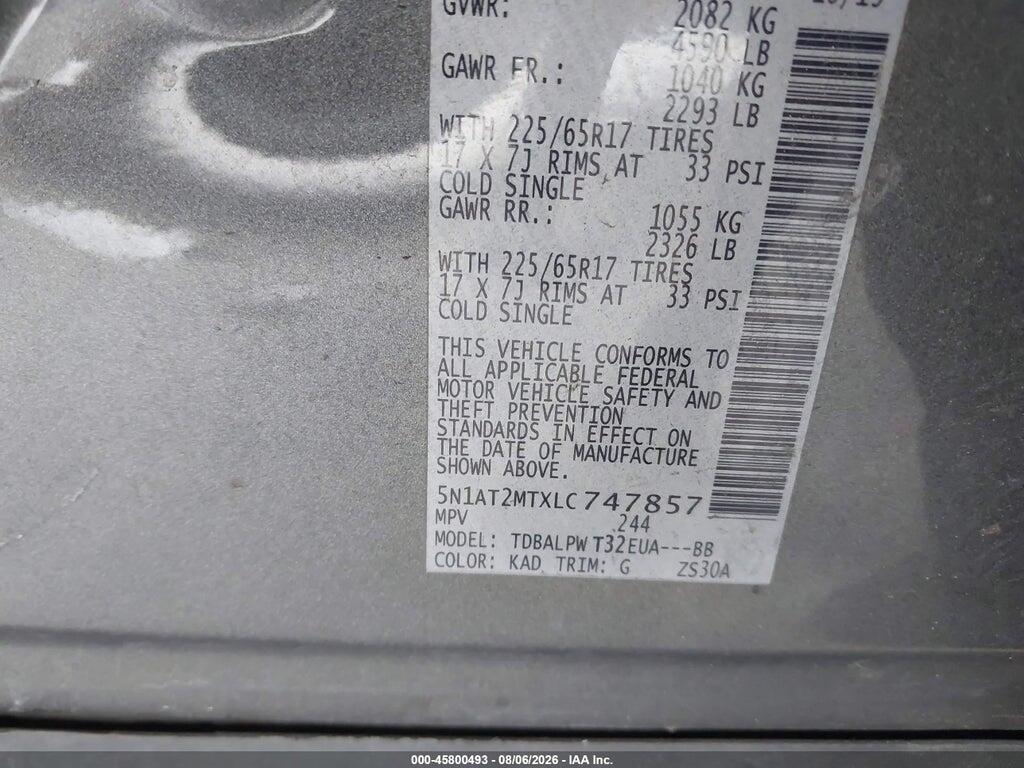 5N1AT2MTXLC747857 2020 NISSAN ROGUE photo no. 9