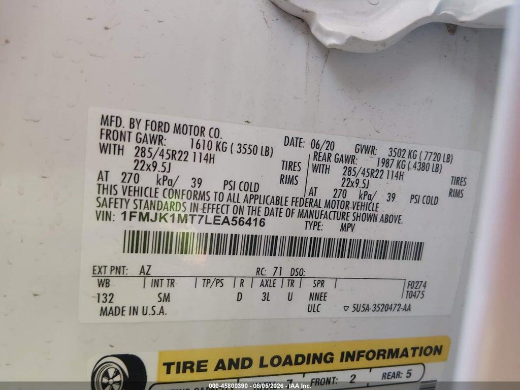 1FMJK1MT7LEA56416 2020 FORD EXPEDITION photo no. 9