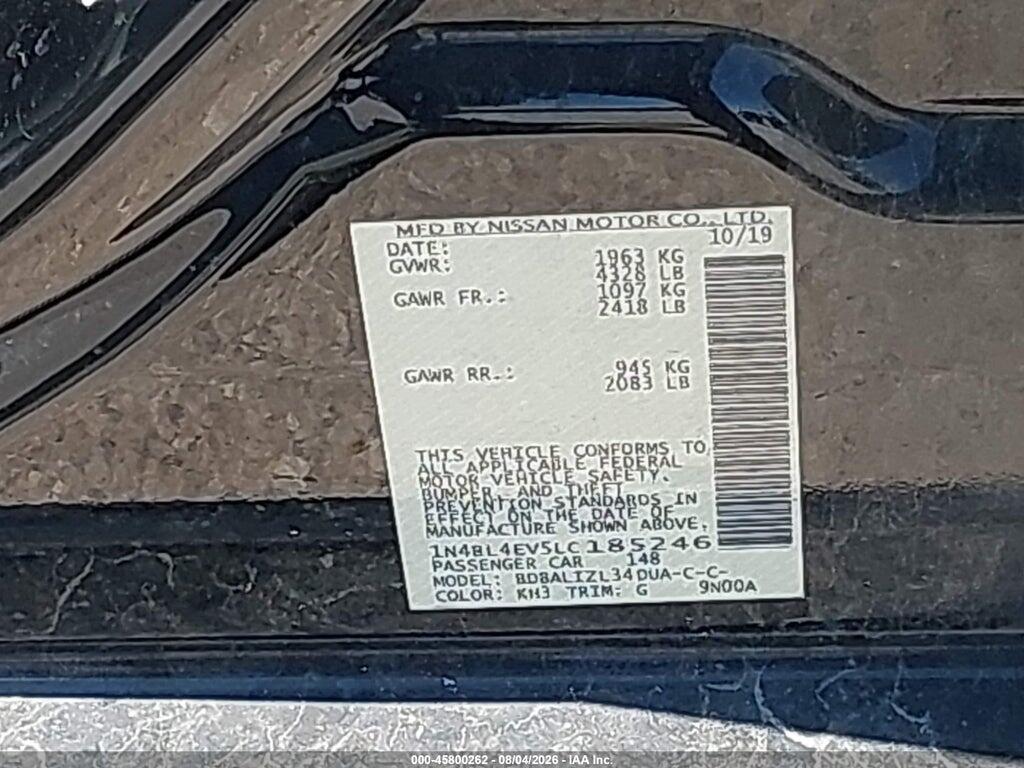 1N4BL4EV5LC185246 2020 NISSAN ALTIMA photo no. 9