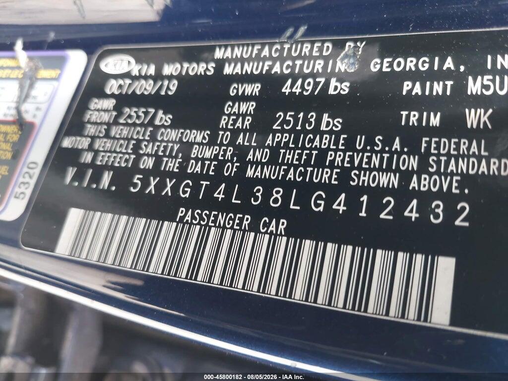 5XXGT4L38LG412432 2020 KIA OPTIMA photo no. 9