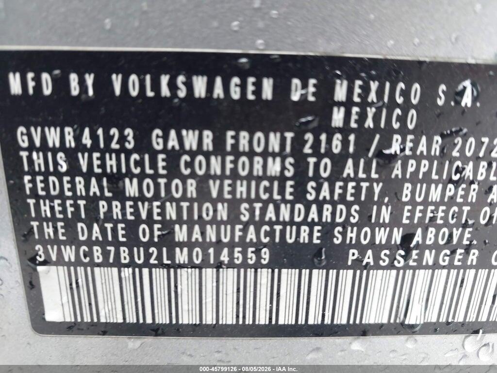 3VWCB7BU2LM014559 2020 VOLKSWAGEN JETTA photo no. 9
