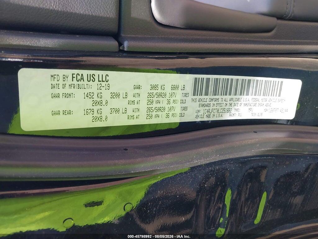 1C4RJFCT0LC251682 2020 JEEP GRAND CHEROKEE photo no. 9
