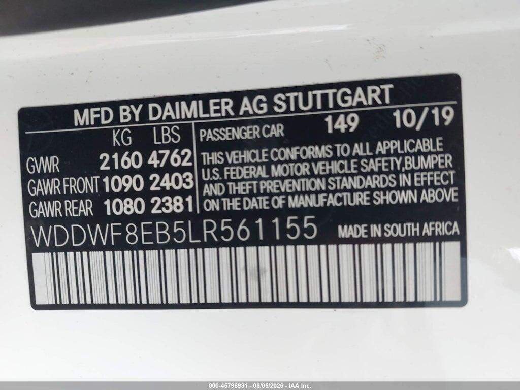 WDDWF8EB5LR561155 2020 MERCEDES-BENZ C 300 photo no. 9