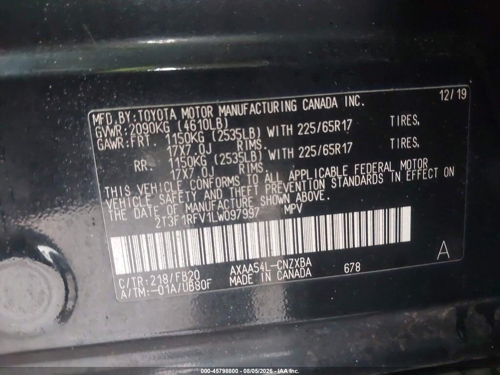 2T3F1RFV1LW097997 2020 TOYOTA RAV4 photo no. 9