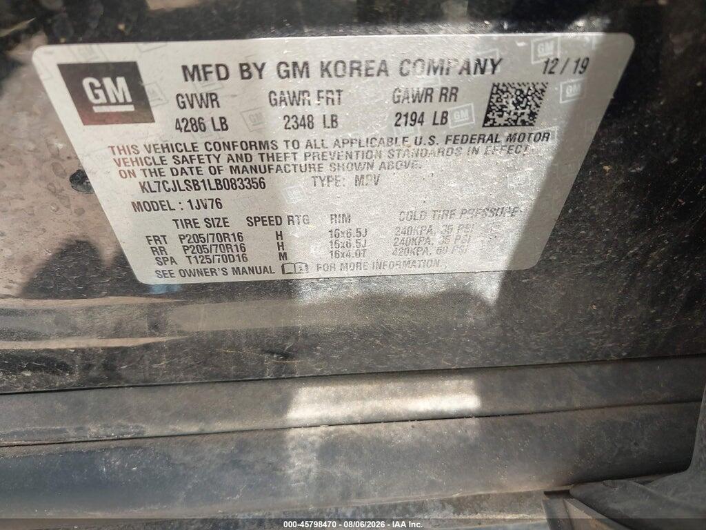 KL7CJLSB1LB083356 2020 CHEVROLET TRAX photo no. 9