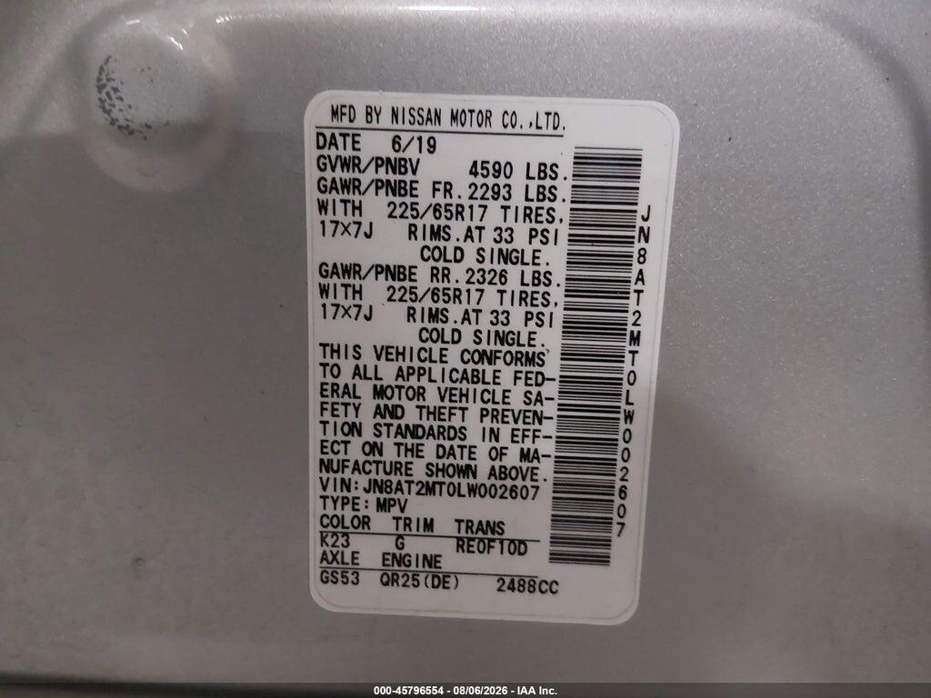 JN8AT2MT0LW002607 2020 NISSAN ROGUE photo no. 9