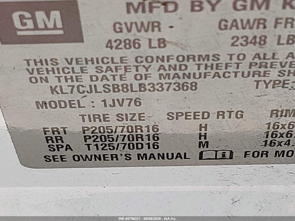 KL7CJLSB8LB337368 2020 CHEVROLET TRAX photo no. 9