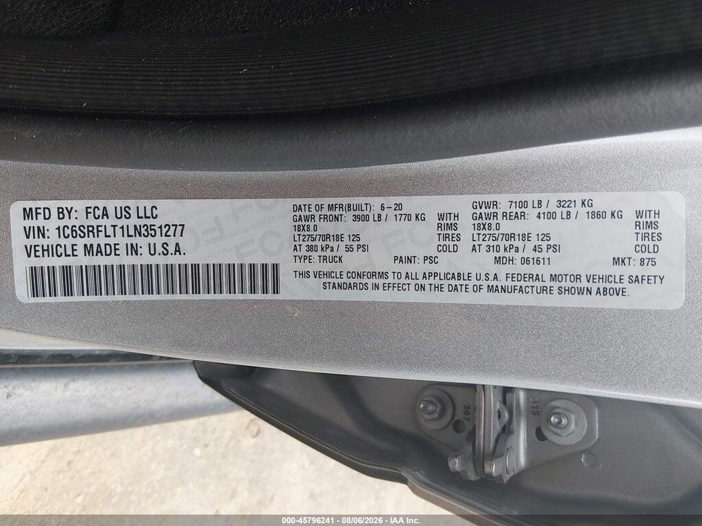 1C6SRFLT1LN351277 2020 RAM 1500 photo no. 9