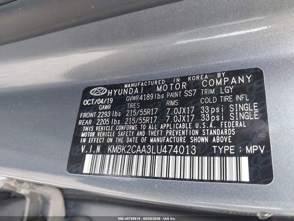 KM8K2CAA3LU474013 2020 HYUNDAI KONA photo no. 9