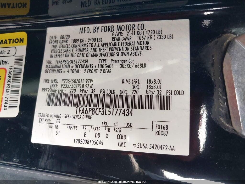 1FA6P8CF3L5177434 2020 FORD MUSTANG photo no. 9