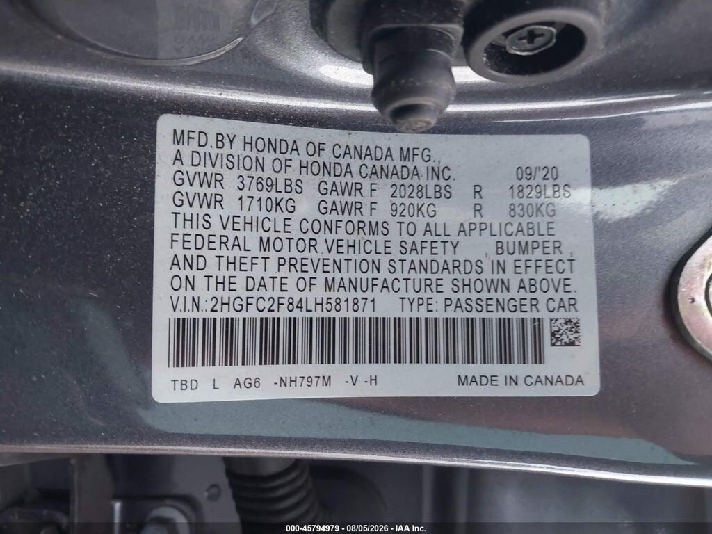 2HGFC2F84LH581871 2020 HONDA CIVIC photo no. 9