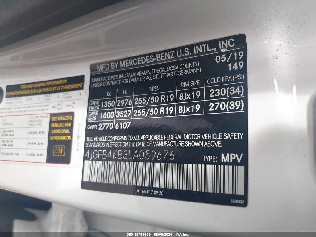 4JGFB4KB3LA059676 2020 MERCEDES-BENZ GLE 350 photo no. 9