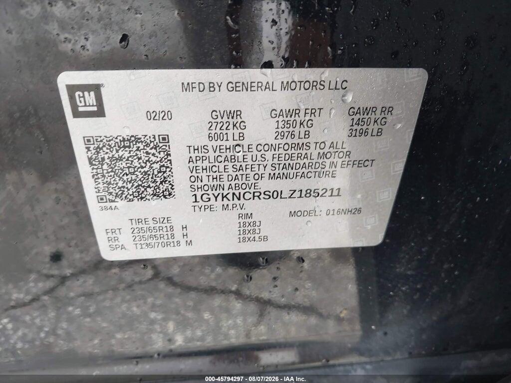 1GYKNCRS0LZ185211 2020 CADILLAC XT5 photo no. 9