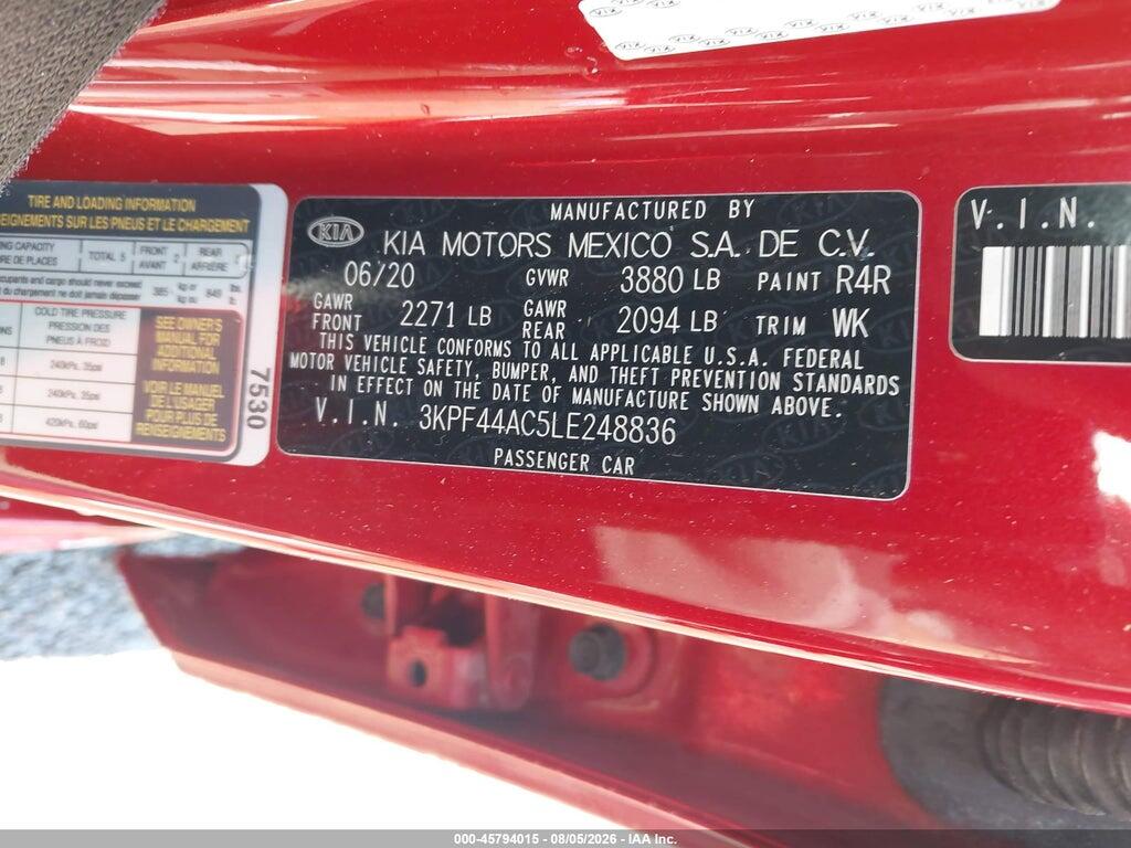 3KPF44AC5LE248836 2020 KIA FORTE photo no. 9