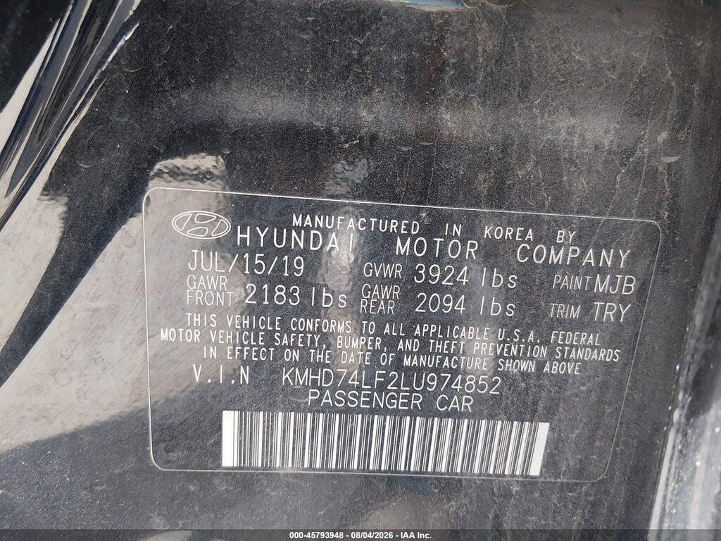 KMHD74LF2LU974852 2020 HYUNDAI ELANTRA photo no. 9