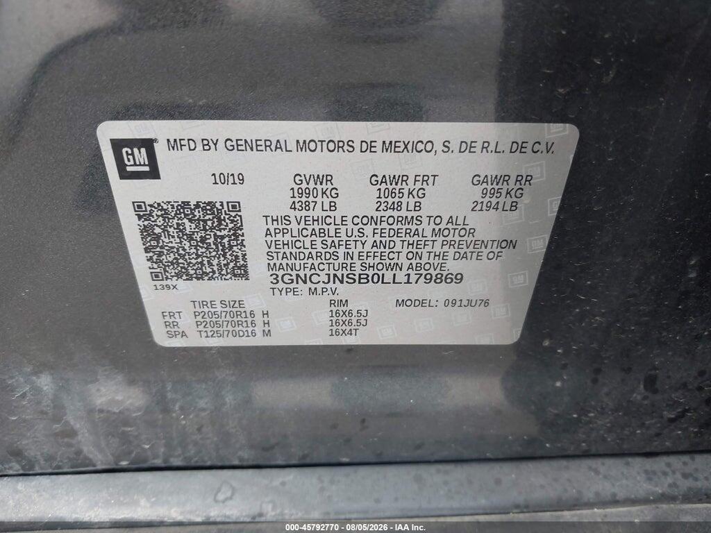 3GNCJNSB0LL179869 2020 CHEVROLET TRAX photo no. 9