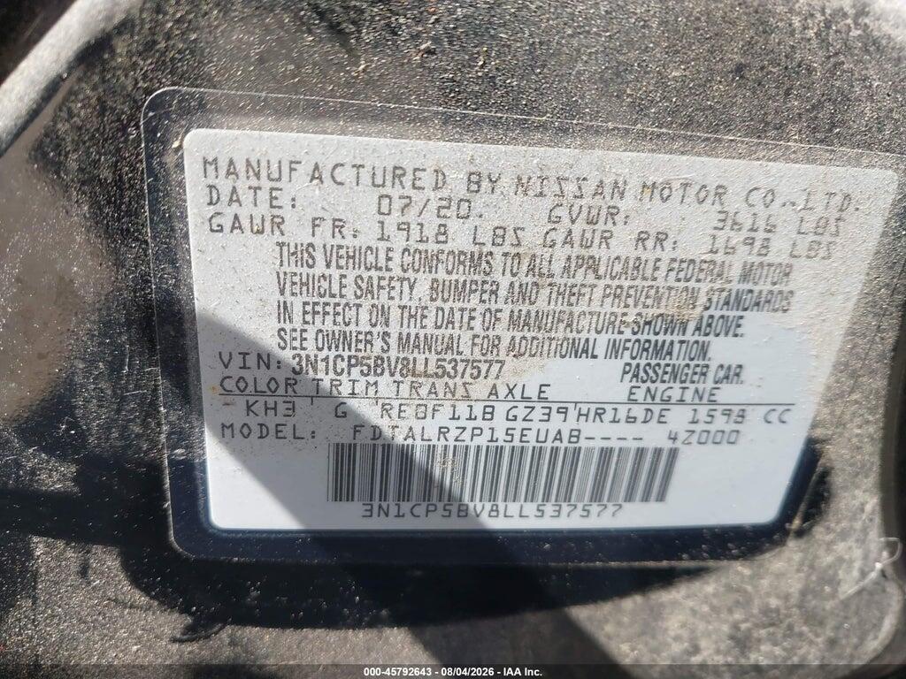 3N1CP5BV8LL537577 2020 NISSAN KICKS photo no. 9