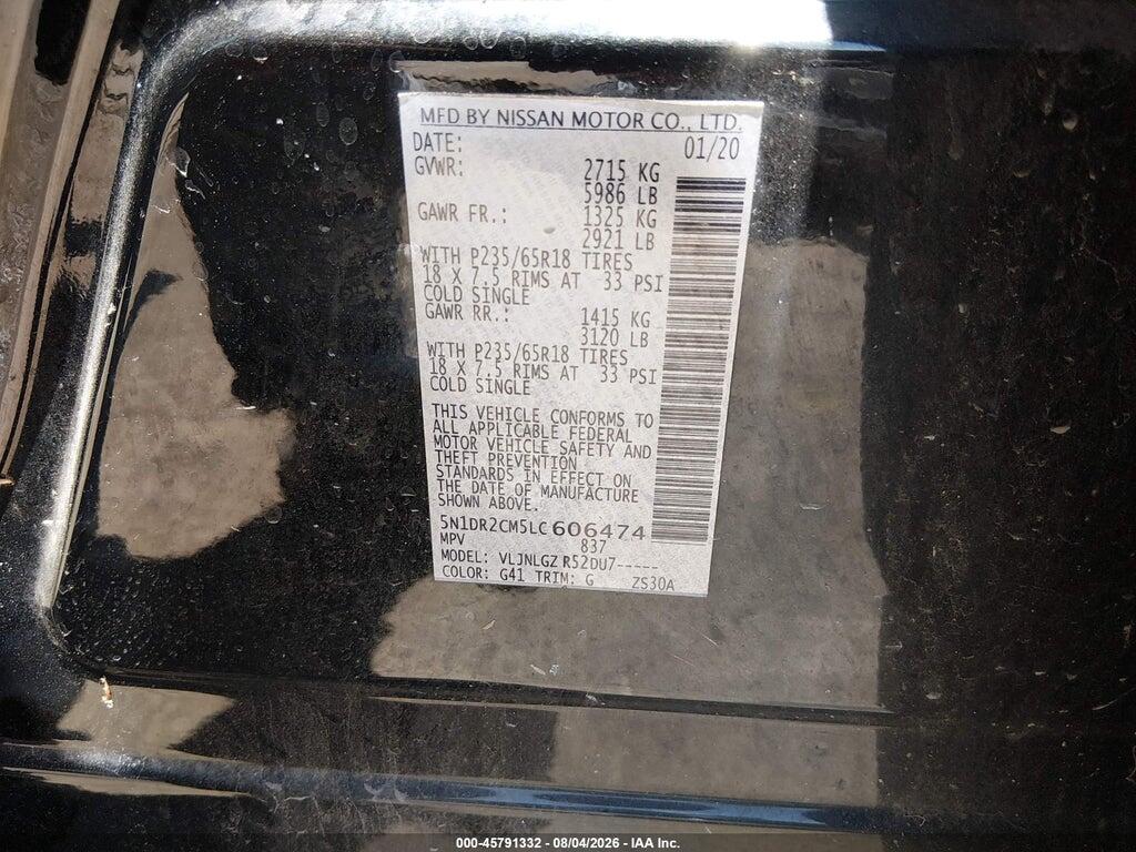 5N1DR2CM5LC606474 2020 NISSAN PATHFINDER photo no. 9