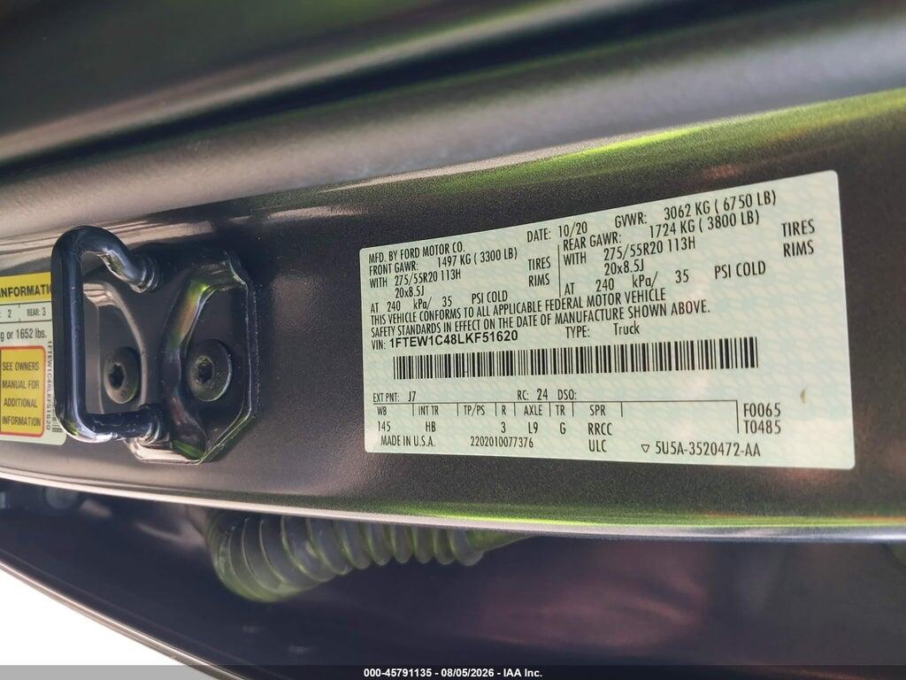 1FTEW1C48LKF51620 2020 FORD F-150 photo no. 9