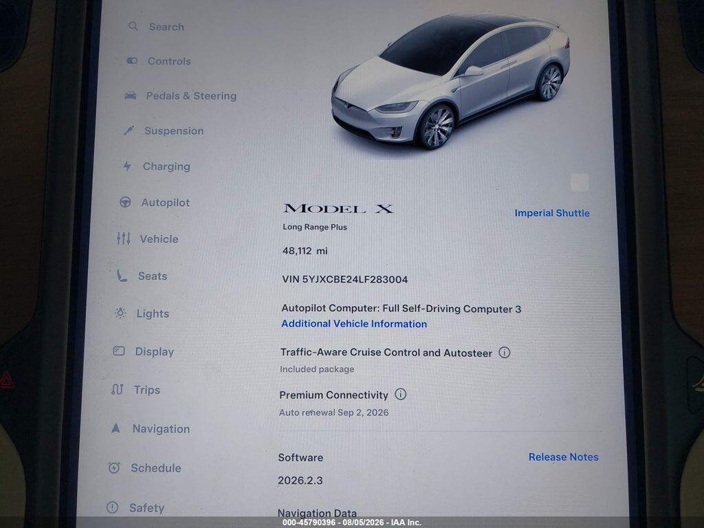 5YJXCBE24LF283004 2020 TESLA MODEL X photo no. 7