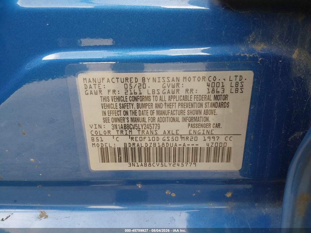 3N1AB8CV5LY245779 2020 NISSAN SENTRA photo no. 9