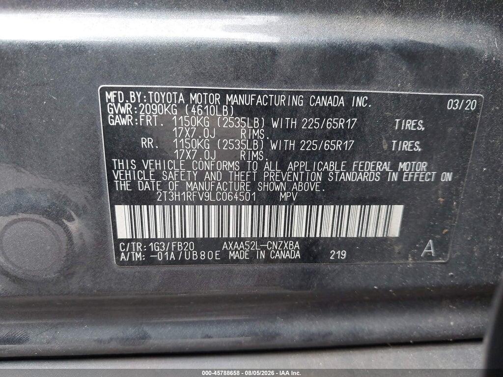 2T3H1RFV9LC064501 2020 TOYOTA RAV4 photo no. 9