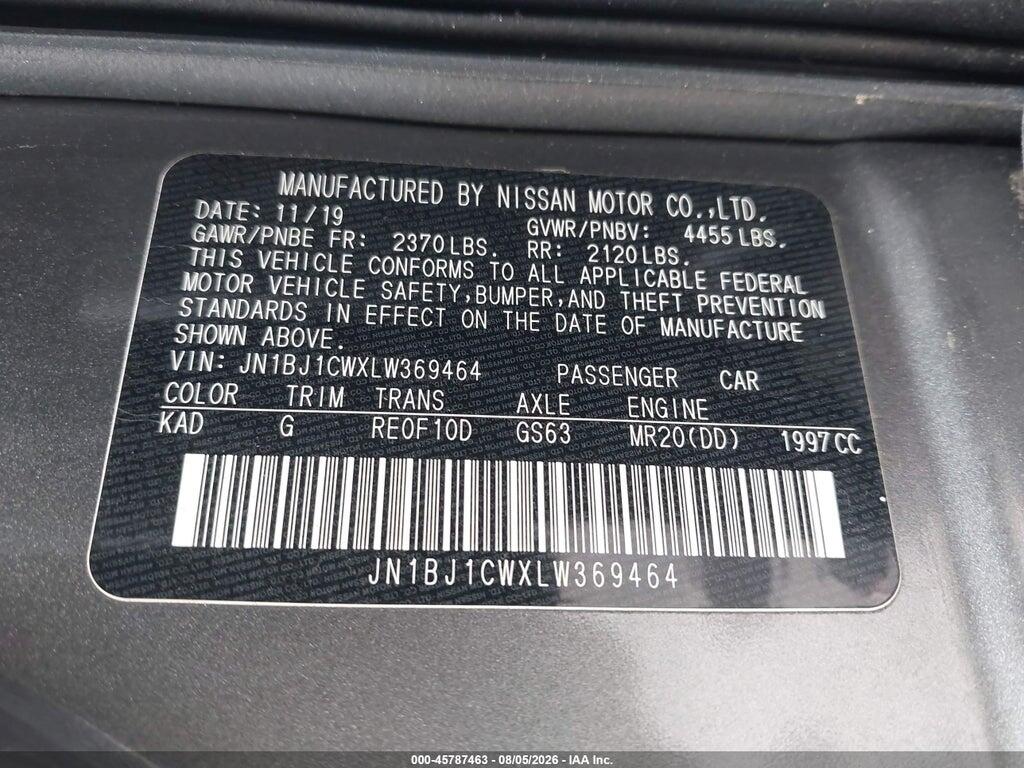 JN1BJ1CWXLW369464 2020 NISSAN ROGUE SPORT photo no. 9